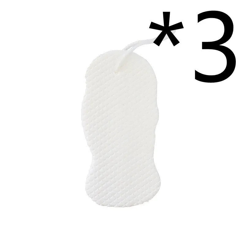 3D white bath sponge with fish scale pattern for gentle body exfoliation.