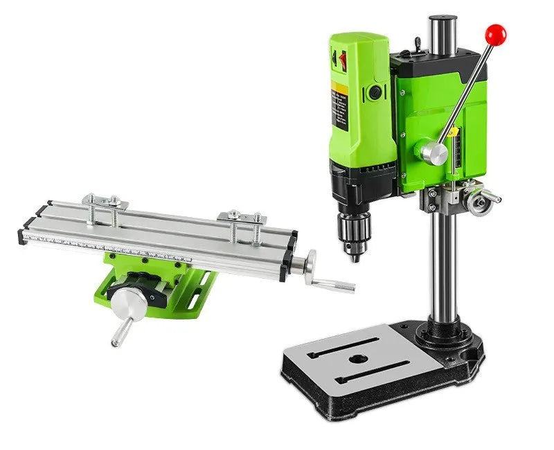 Bench-mounted drilling and milling machine with bench pliers for workshop use