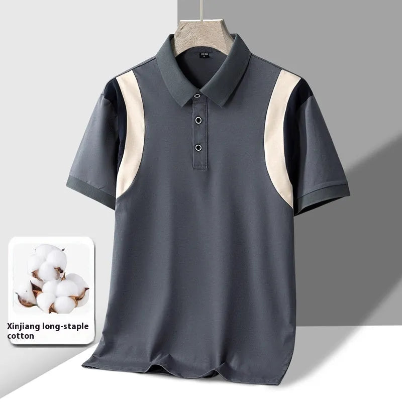 Men's thin cotton Korean style striped short sleeve t-shirt in loose fit