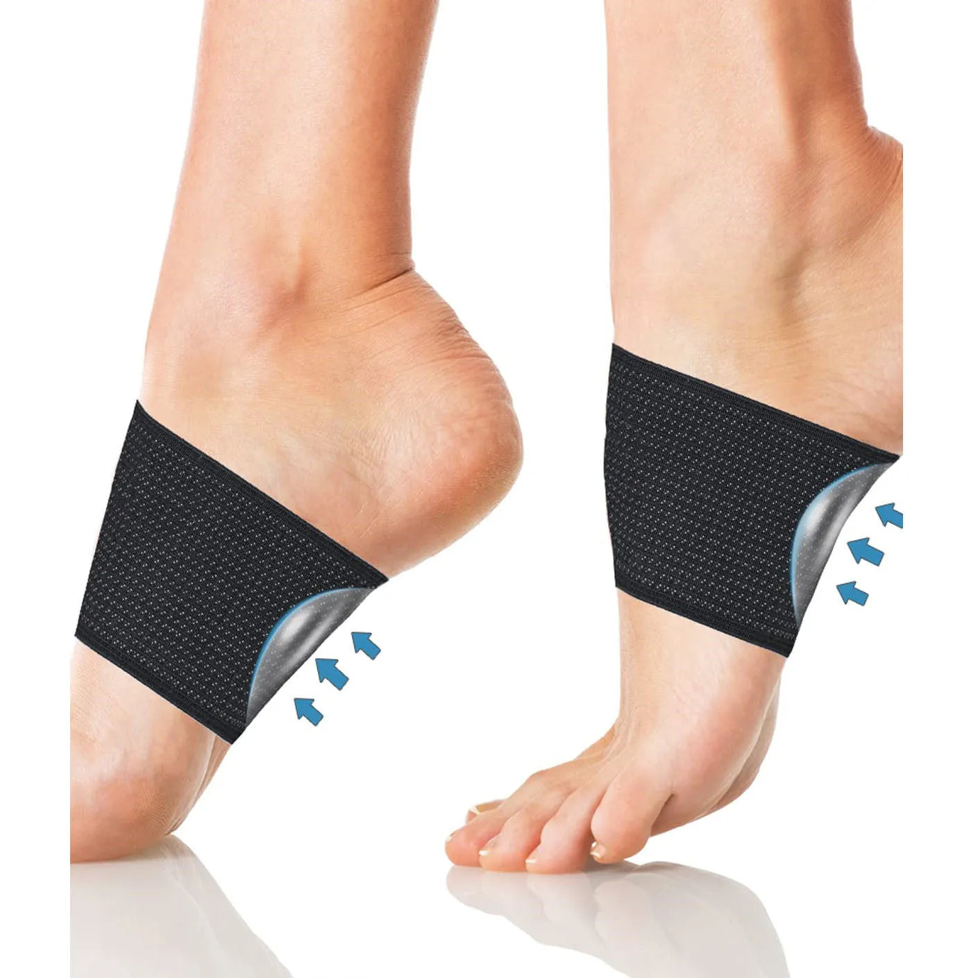Flat foot elastic support bandage with heart pad design in PU material for men and women