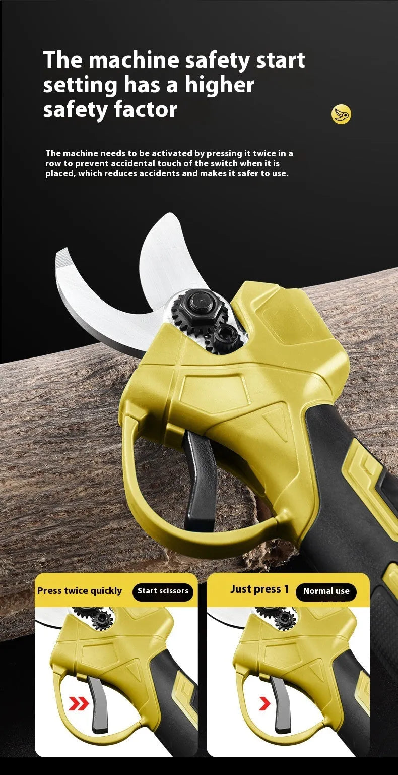 Wireless electric pruning knife with lithium battery and brushless motor for garden branch cutting
