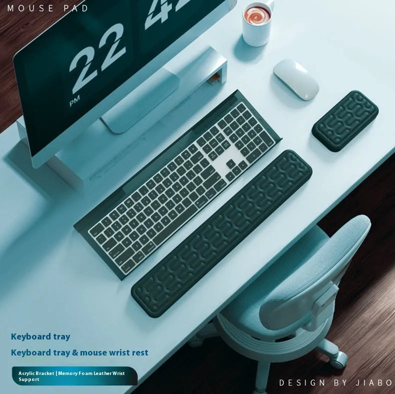 Double-sided keyboard and mouse pad with memory foam wrist rest in choice of colours