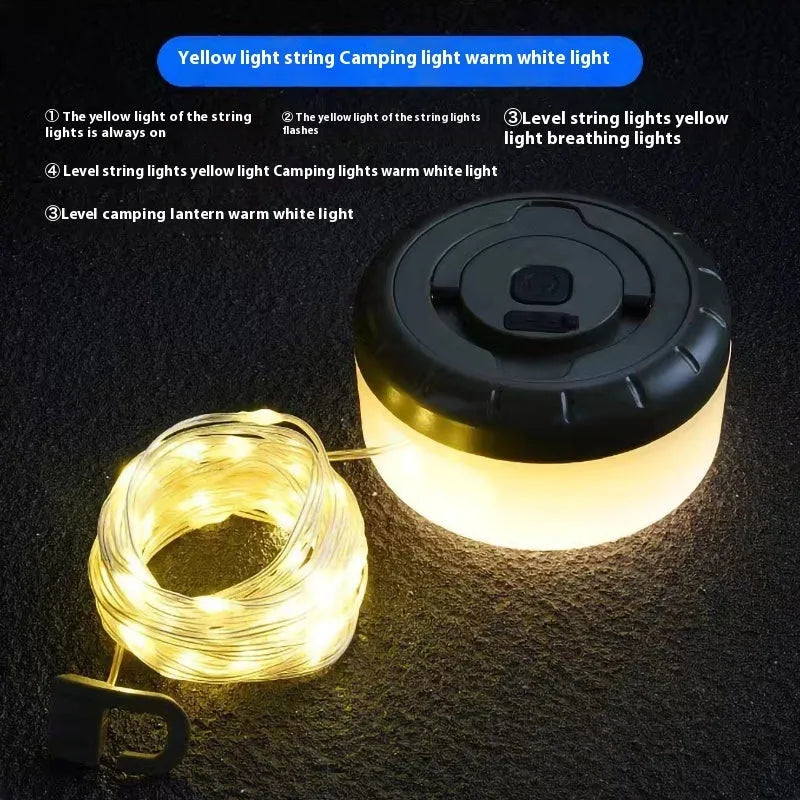 Rechargeable outdoor string lights with 30 LED beads in warm white or multicolour options