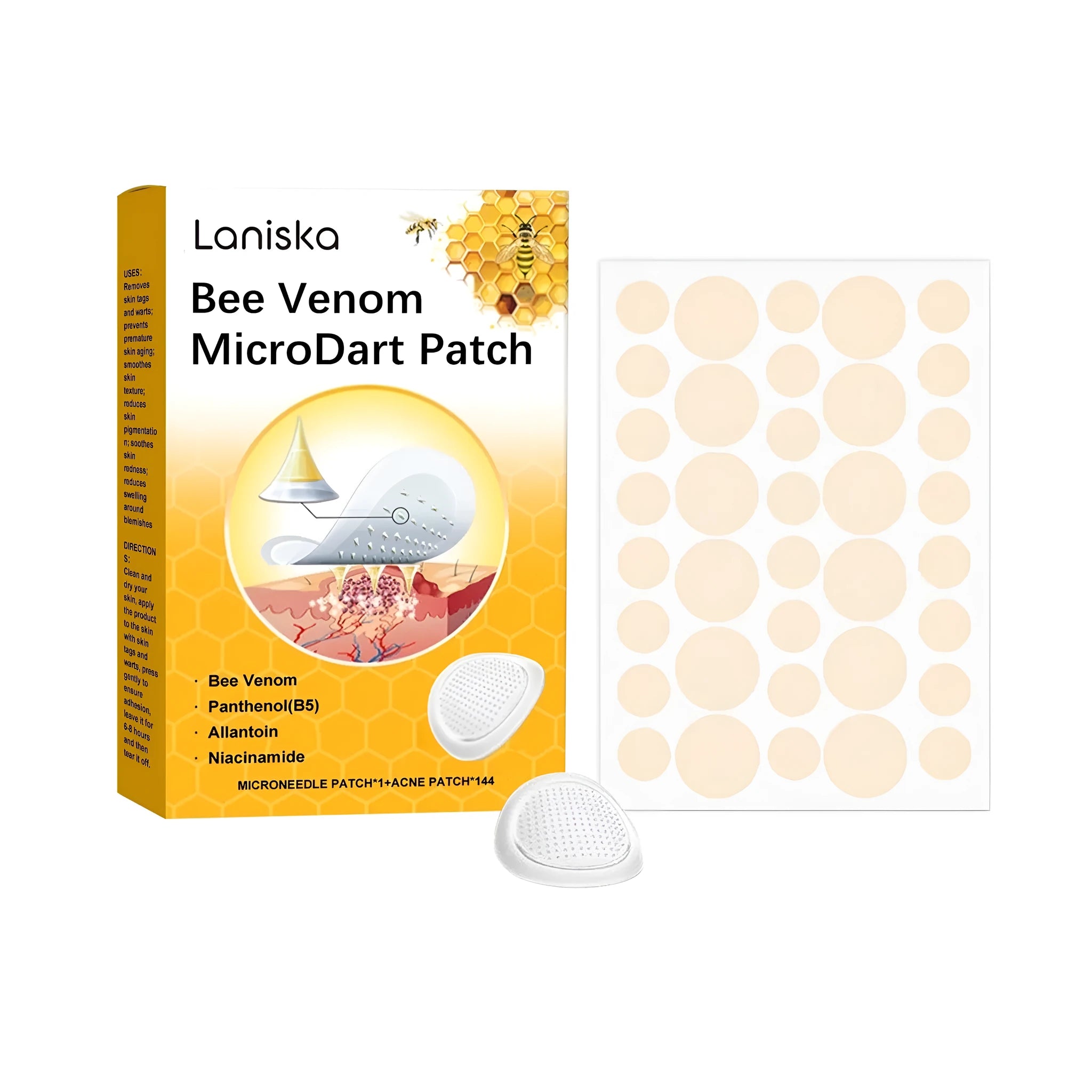 Wart removal microdart patch treatment kit with salicylic acid and bee venom formulation