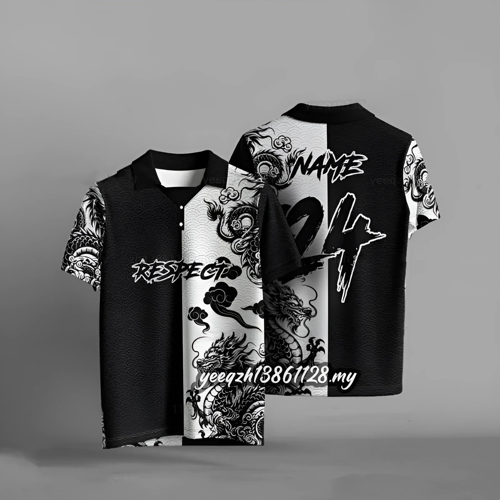 Black loose fit T-shirt with a 3D digital printed design on the front.