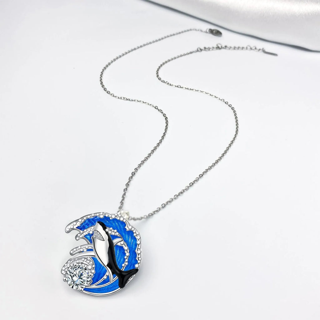 HAILANG women's shark necklace with copper pendant on a cross chain, adjustable length.