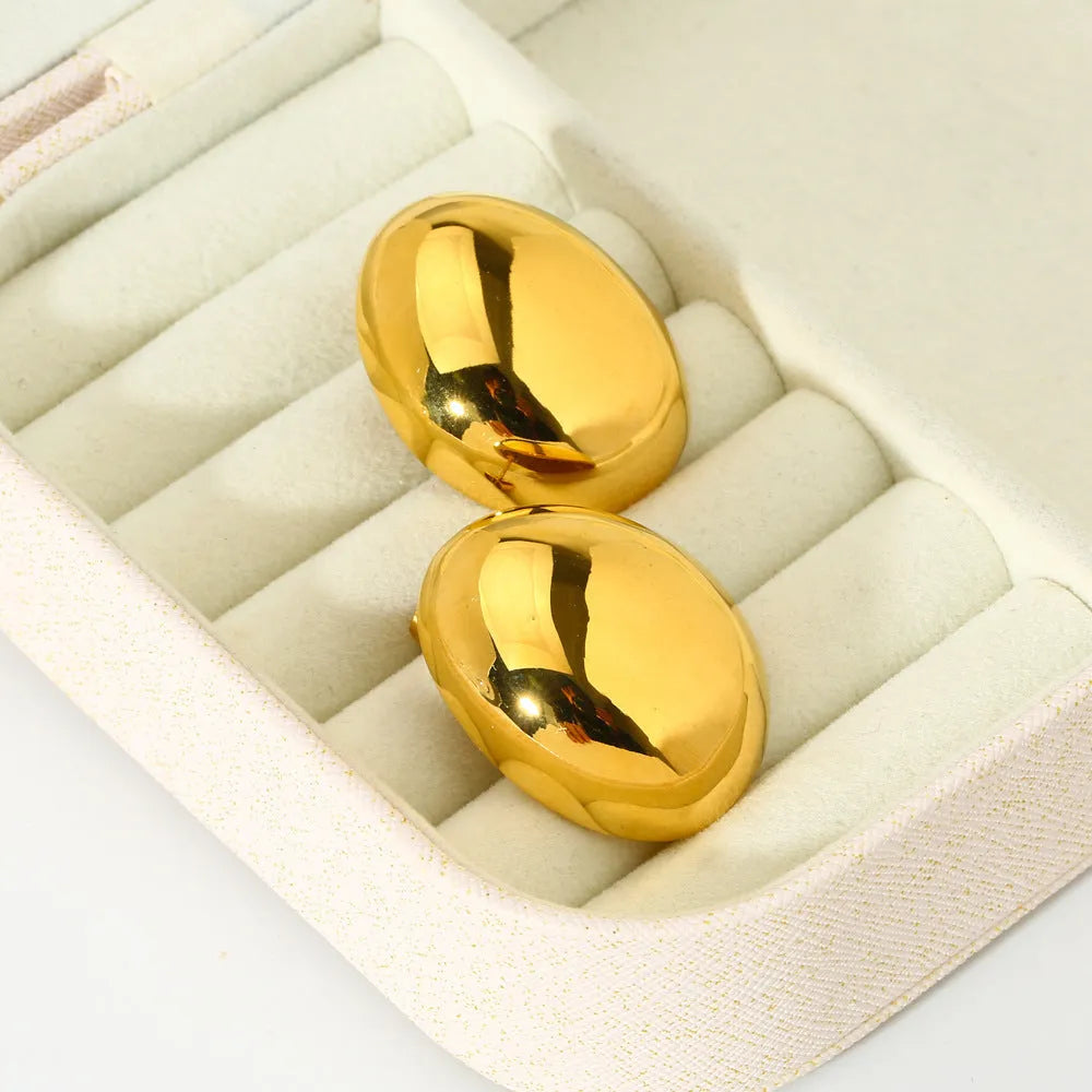 Geometric stud earrings with 18K gold plating and glazed surface in DFE139 colour