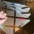 Transparent tempered glass screen protector for iPhone on a white background