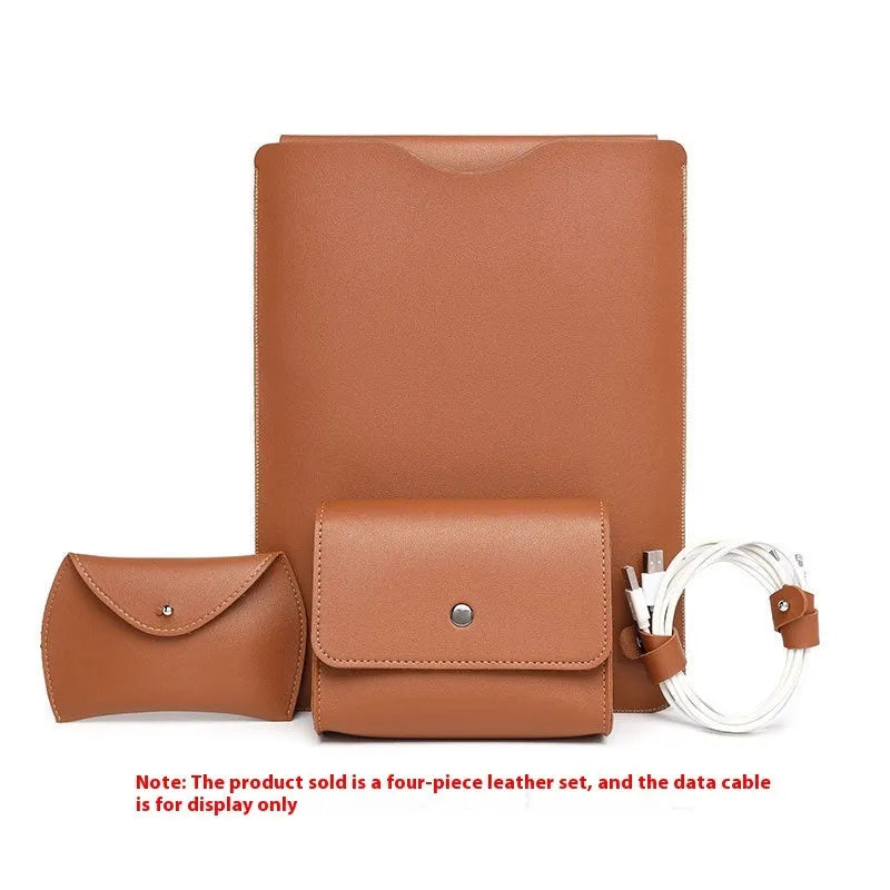 Set of four brown imitation leather laptop corner protector covers for MacBook Pro