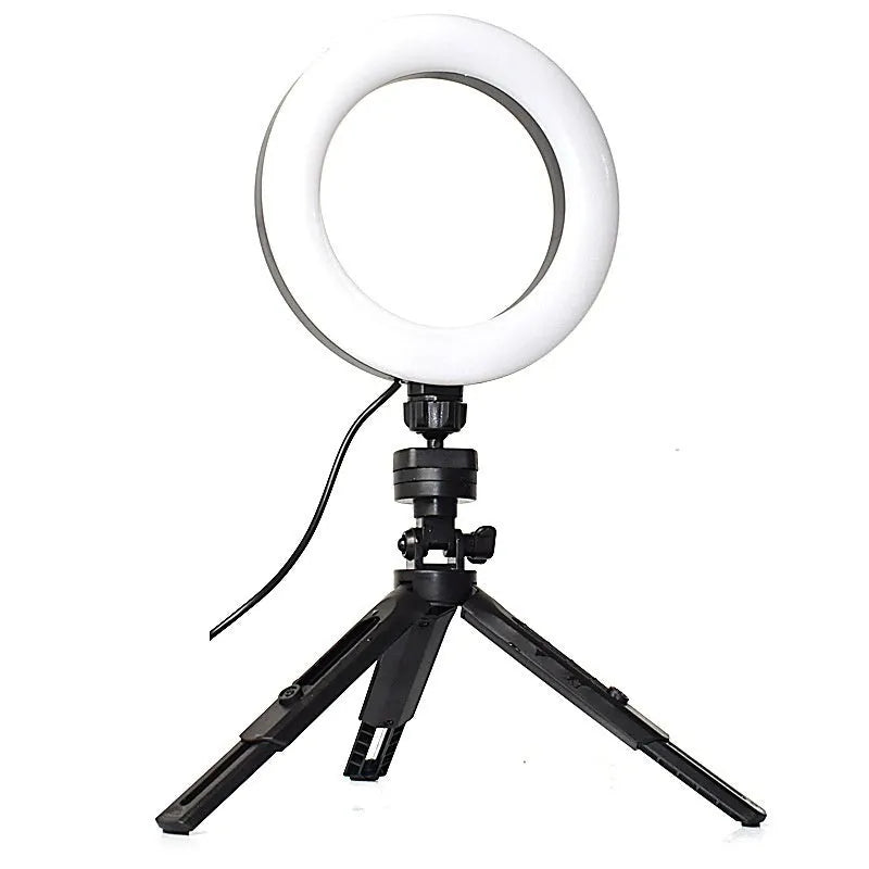 Black desktop smartphone tripod kit with adjustable fill light for live streaming