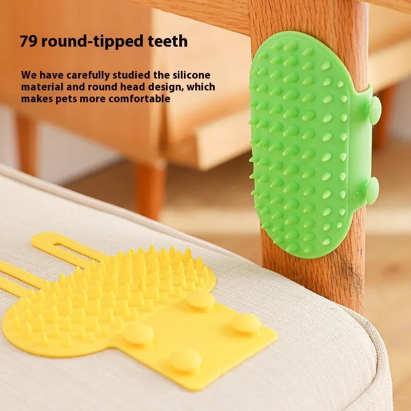 Silicone pet grooming comb with adjustable strap in assorted colours for cats and dogs
