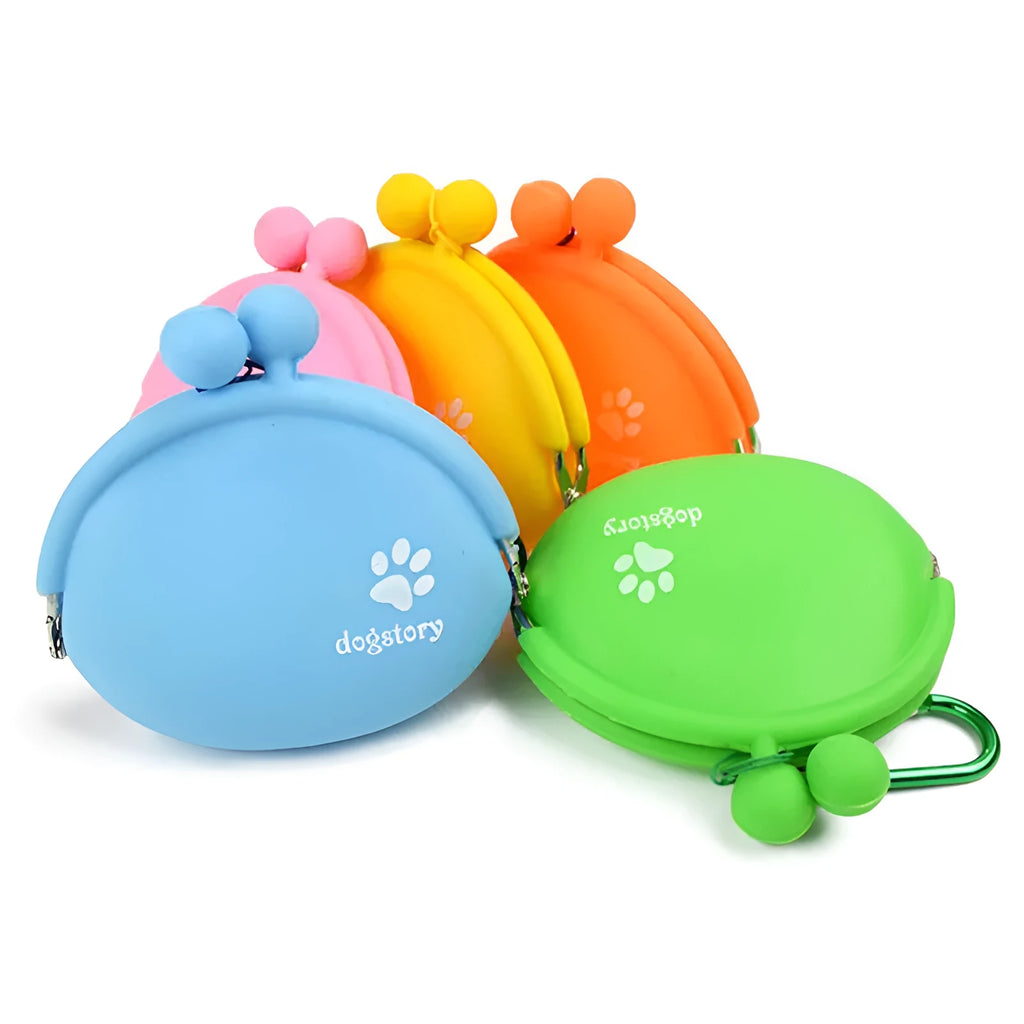 Silicone dog treat waist bag with hook and loop closure in assorted colours