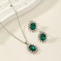 Sunflower zircon necklace and earring set in alloy with simple style and ellipse elements