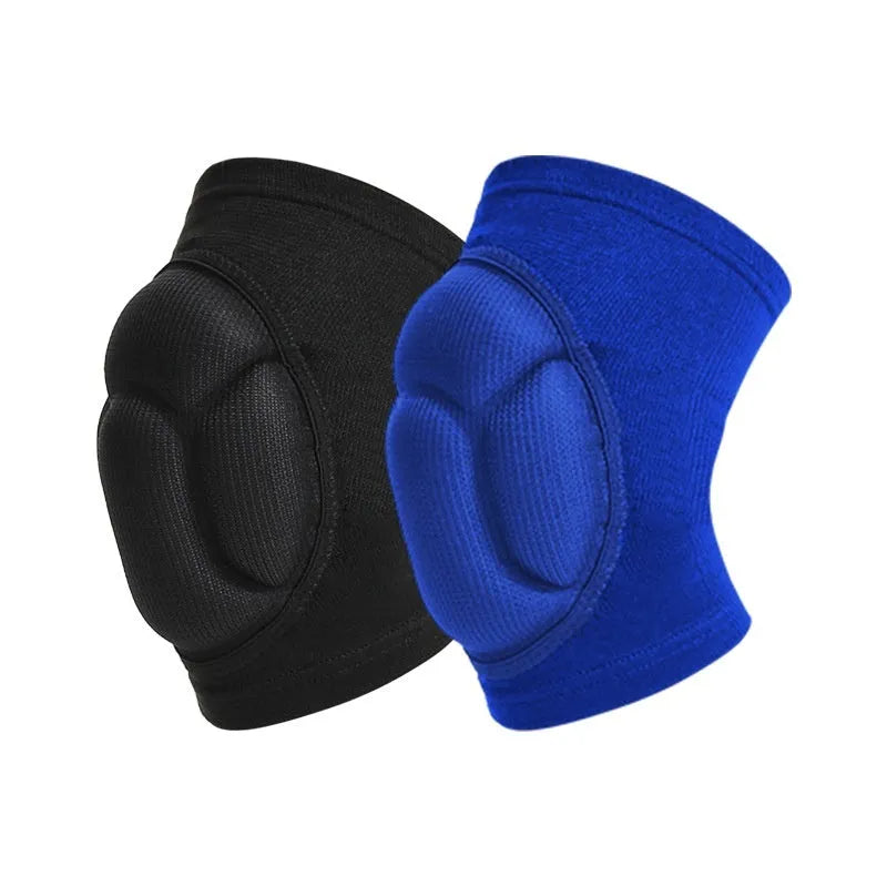 Thick sponge dance kneepad in black or blue with anti-collision protection for volleyball and sports