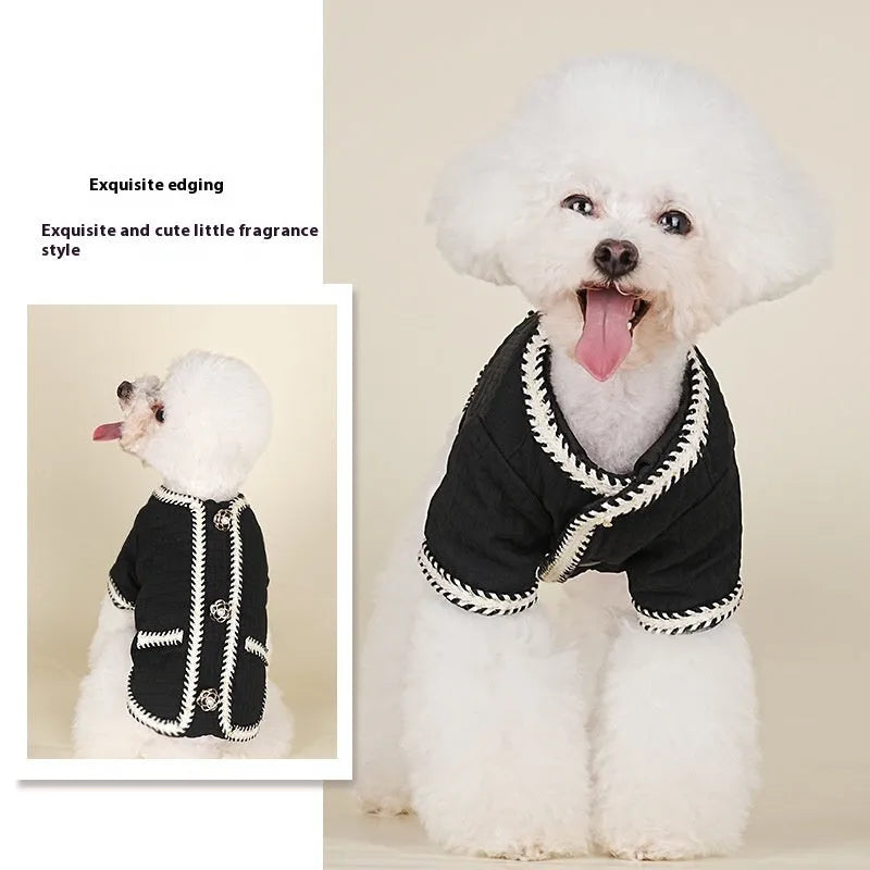 Quilted polyester pet coat in light purple for small to medium dogs autumn winter