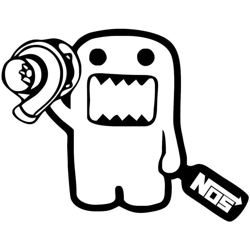 Creative cartoon pattern car sticker measuring 15 by 12 centimetres in black and white options