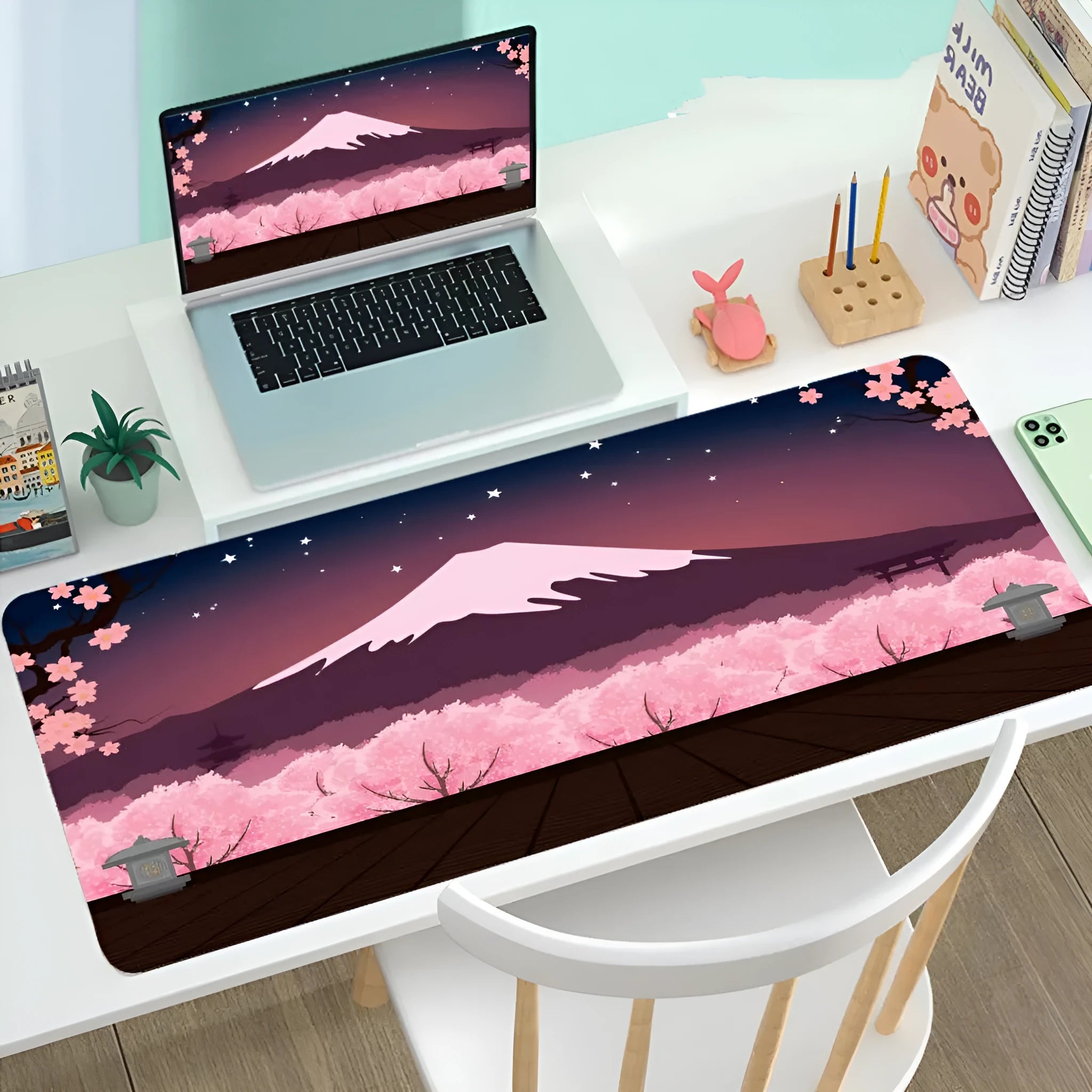 Large gaming mouse desk mat with rubber base, printed surface, multiple size options including 400x900mm