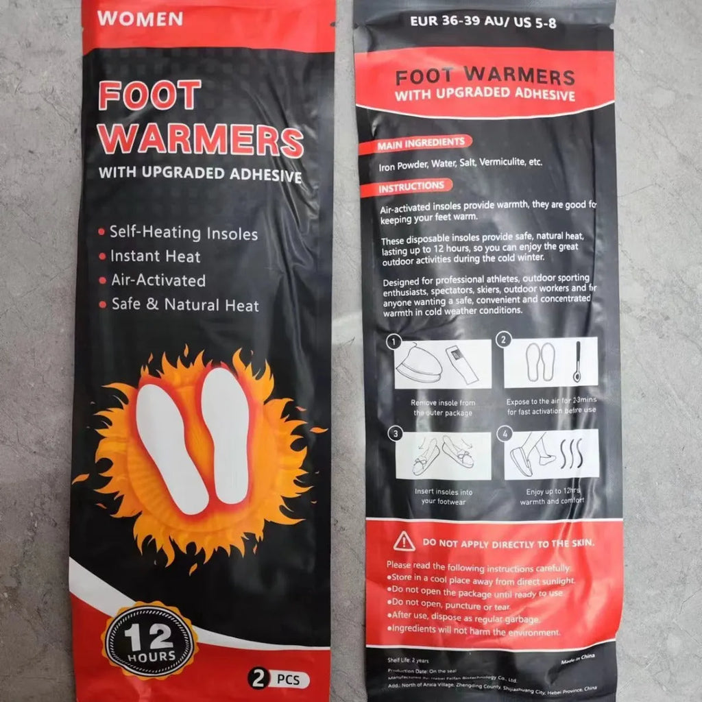 Self-heating foot warmer insoles unisex size women 36 to 39 men 40 to 43 pack of 15 pairs