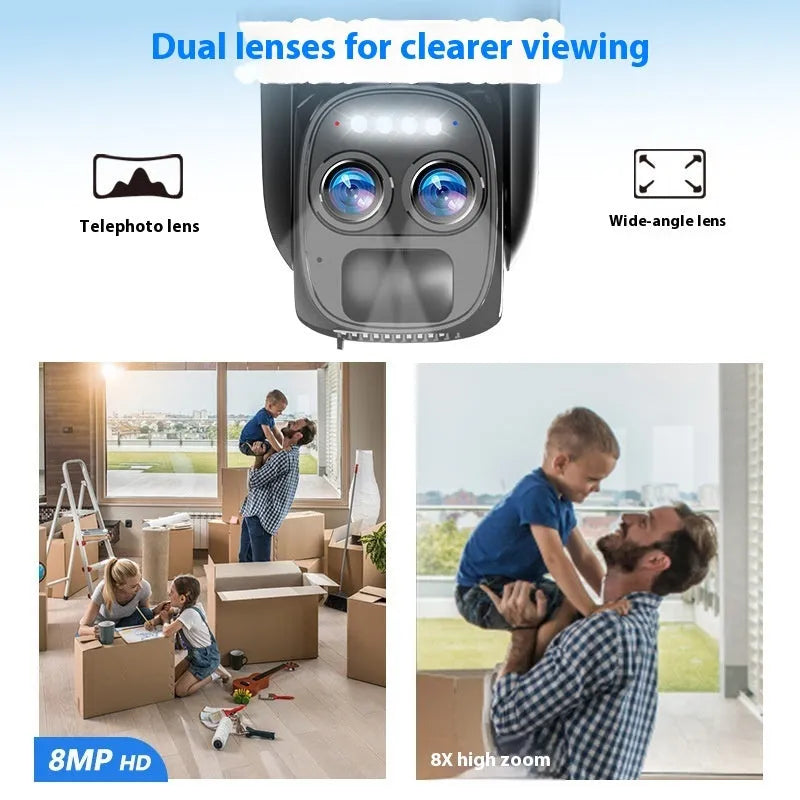 Solar-powered surveillance camera with 8x zoom lens and full colour night vision capability