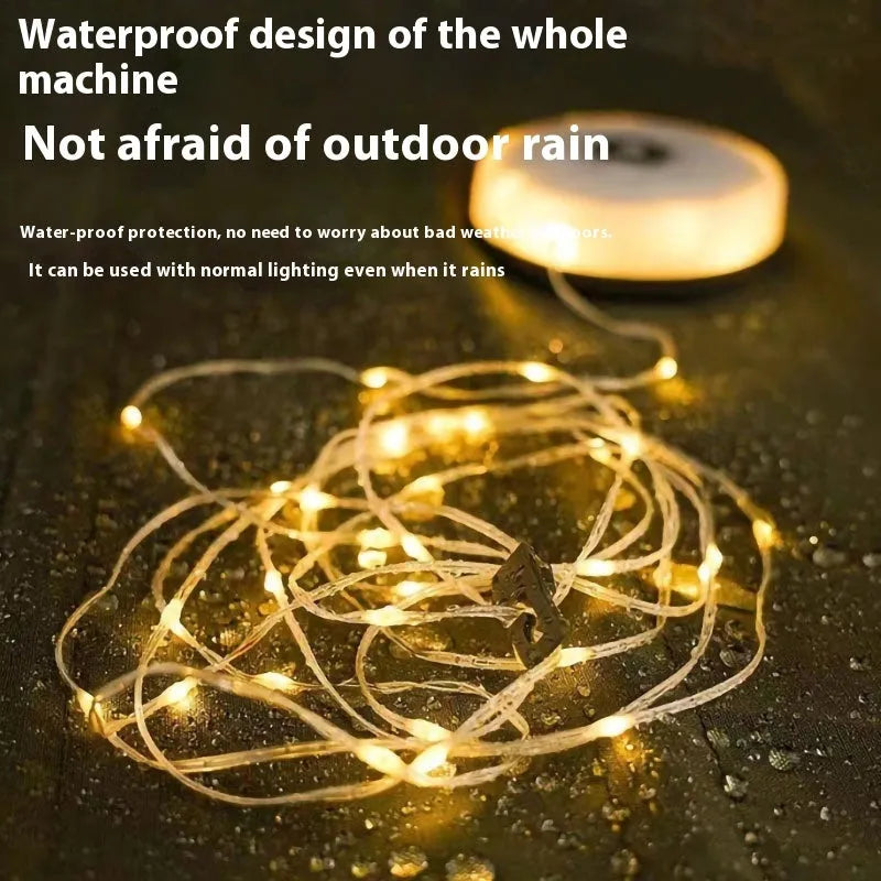 Rechargeable outdoor string lights with 30 LED beads in warm white or multicolour options