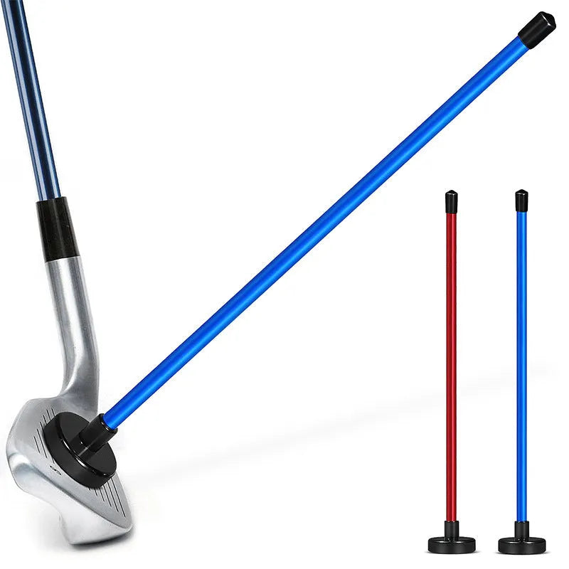 Red and blue aluminium alloy magnetic golf swing trainer with baseball bat alignment bar