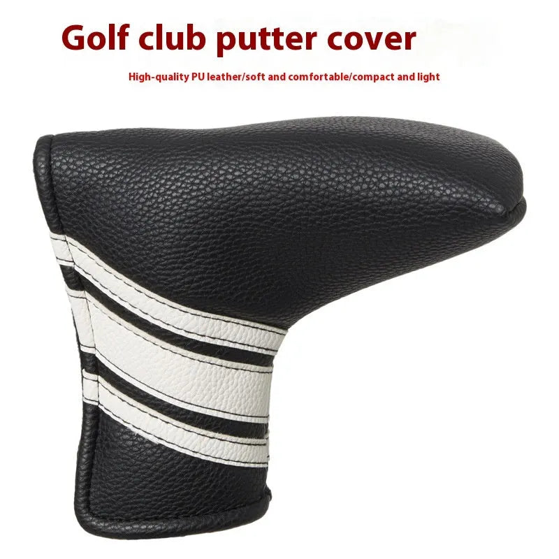 Black PU leather golf push rod sleeve case for club head protection