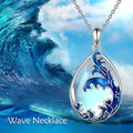 Moonstone blue heart pendant necklace for women with alloy construction and included chain