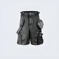 Retro style loose fit high waist denim shorts in knitted cotton fabric