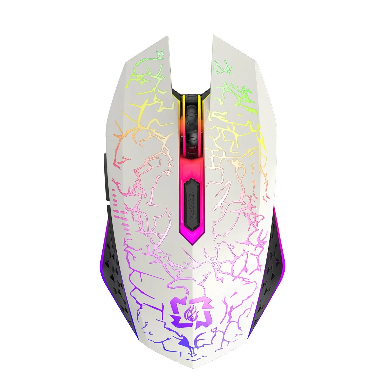 Black and white dual-mode wireless gaming mouse with luminous breathing light