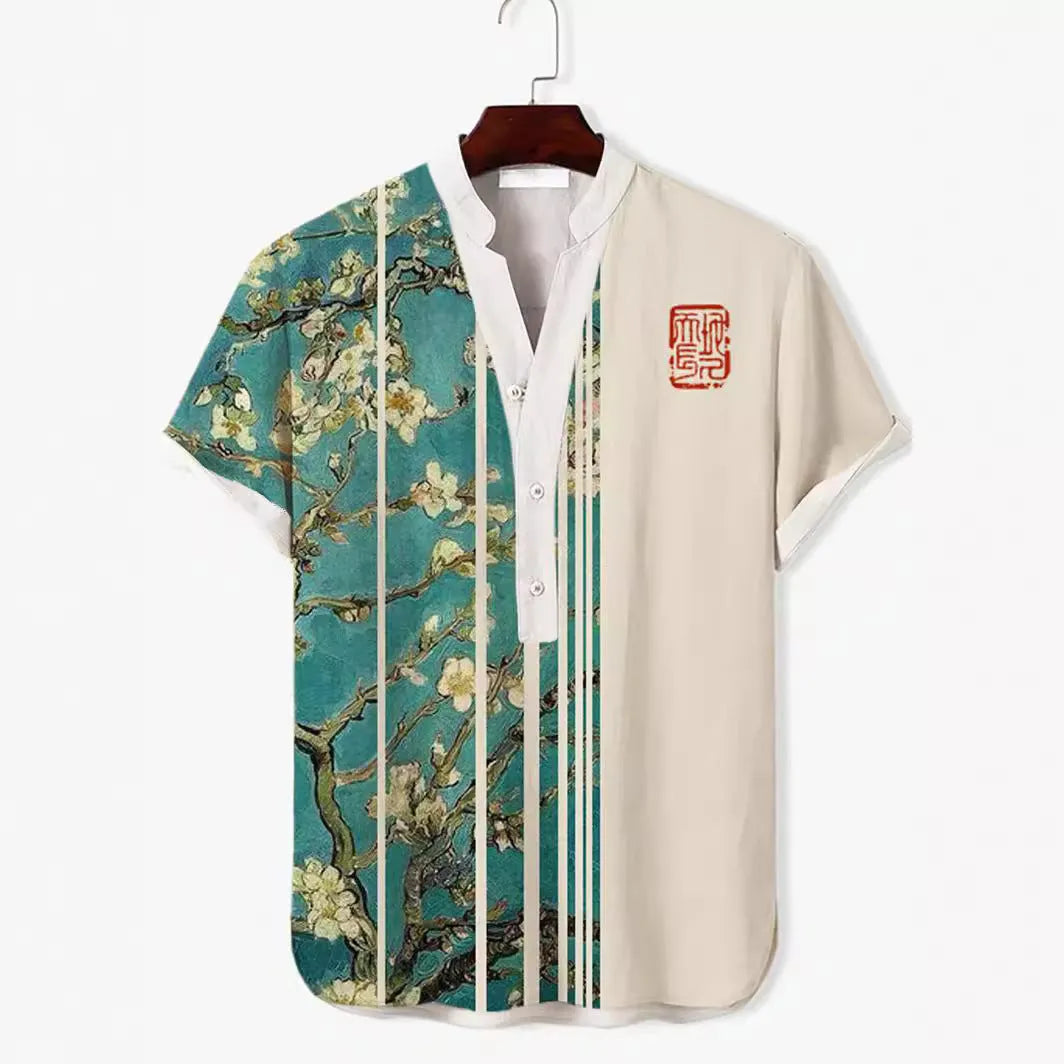 Short sleeve casual shirt with a vibrant 3D digital animal pattern print on the front.