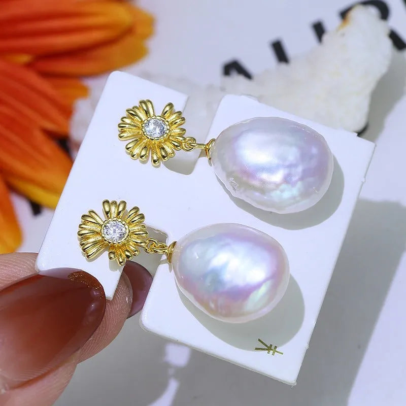 S925 sterling silver baroque flower earring frames for DIY jewellery making in gold and silver finishes