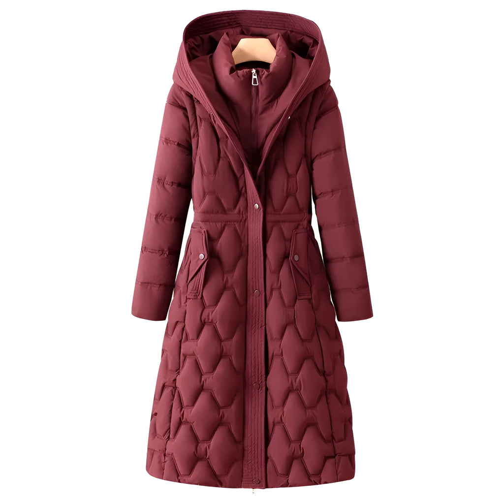 Women's Long Cotton-padded Jacket Winter Fashion Mid-length Down Cotton Coat Solid Colour Slim Fit Casual Style with Pockets Size M-2XL for Daily Wear in Beige Black Brown Burgundy