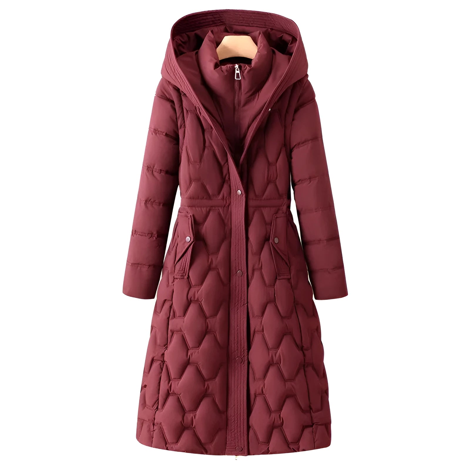 Women's Long Cotton-padded Jacket Winter Fashion Mid-length Down Cotton Coat Solid Colour Slim Fit Casual Style with Pockets Size M-2XL for Daily Wear in Beige Black Brown Burgundy