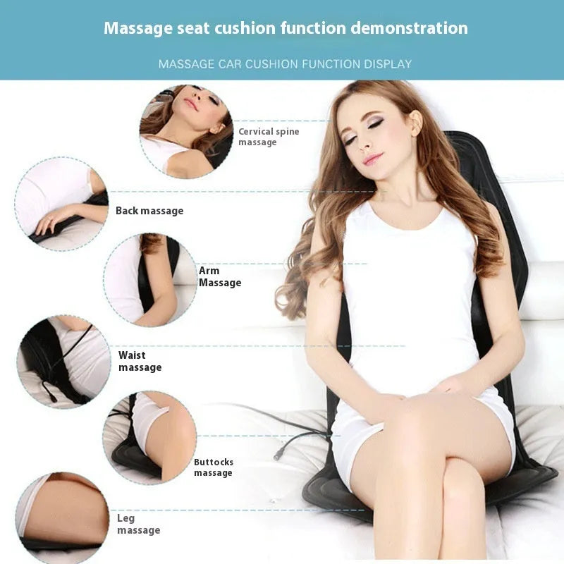 Black heating massage mat with infrared physiotherapy and variable speed controls
