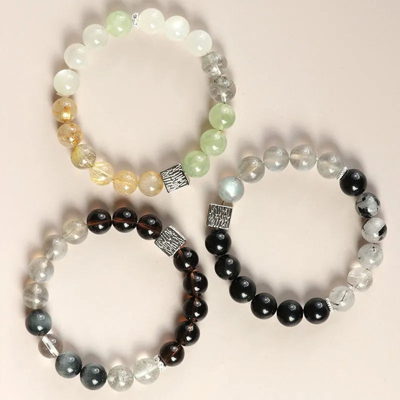 Khaki crystal couples bracelet with Chinese geometric design measuring 10mm width