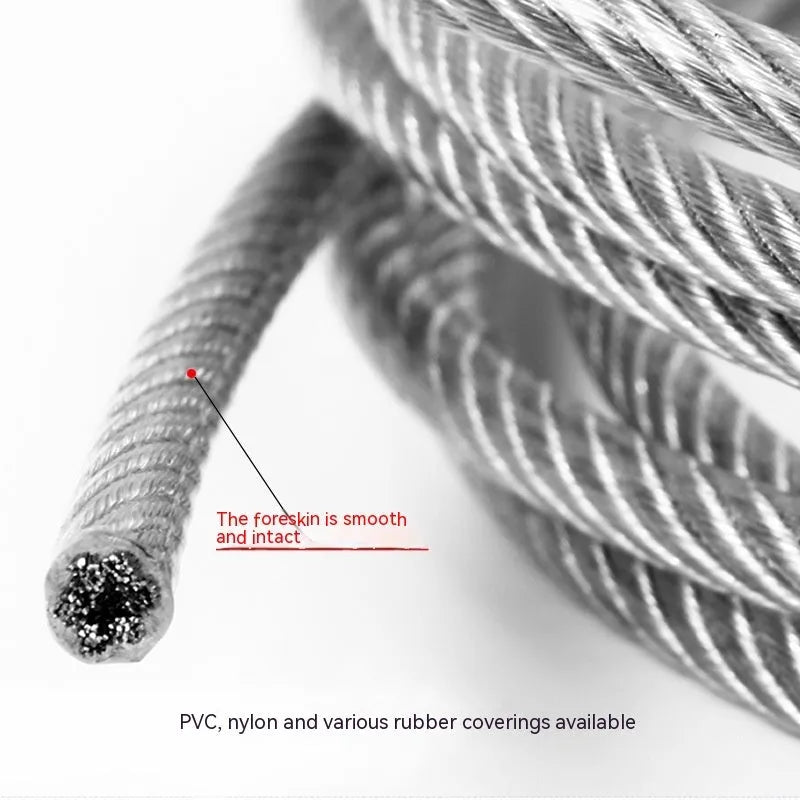 304 stainless steel invisible anti-theft wire rope showing double twist construction and diameter options