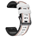 Silicone leather quick-release watchband for Garmin Fenix watches in black, coffee, light brown, or white.