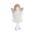 Fabric Christmas angel girl pendant hair accessory for a high ponytail in white, pink, and khaki