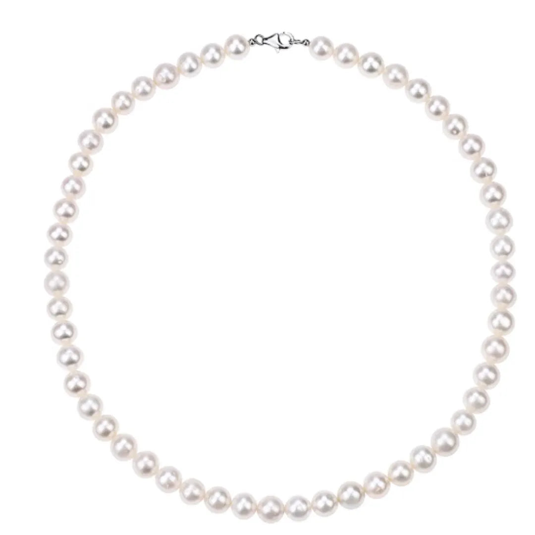 Natural mother of pearl unisex retro hip-hop clavicle necklace with multiple bead sizes and chain lengths