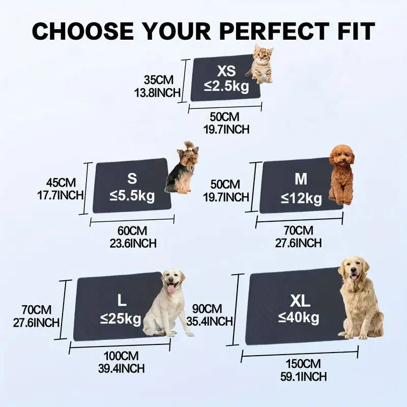 Washable dog pee pads in grey and tan colours showing multi-layer construction and triple-stitch binding