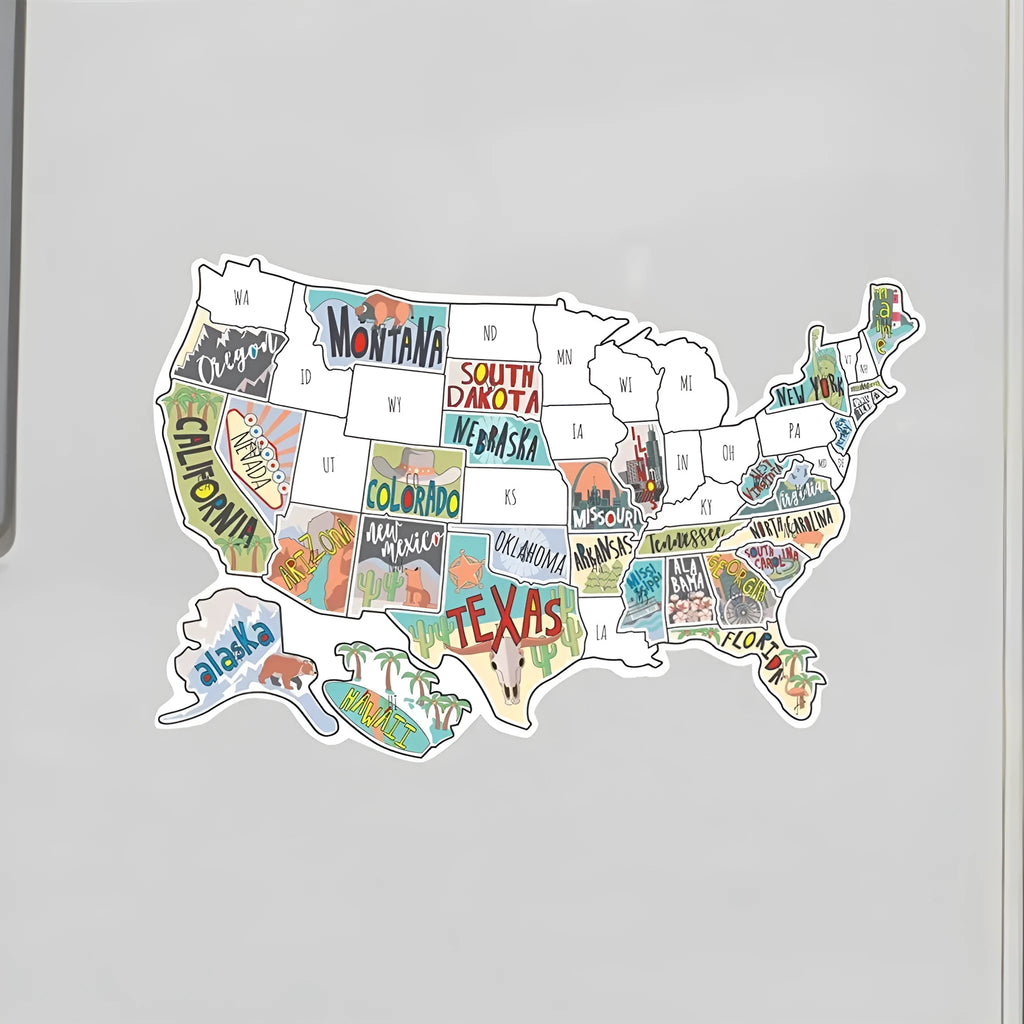 Travel-themed car body sticker set showing map designs and lettering for vehicle decoration