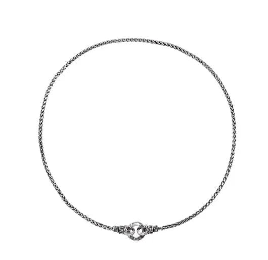 S925 sterling silver clavicle necklace with attached pendant in silver colour