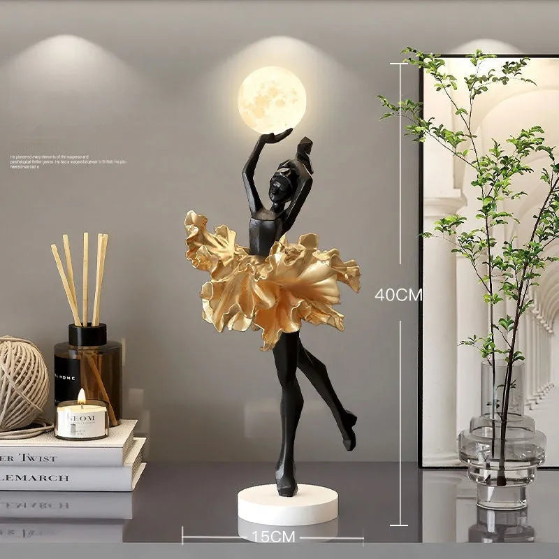 Art Girl Atmosphere resin USB night light ornament in black gold, white, pink, or light blue.