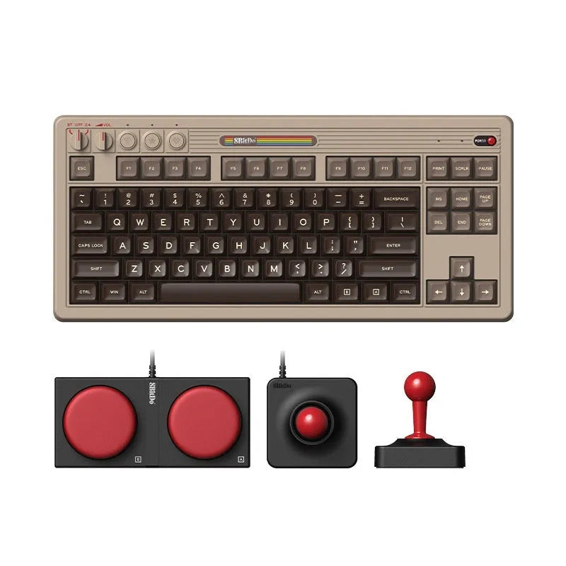 Retro C64 wireless mechanical keyboard with Bluetooth connectivity and ABS construction