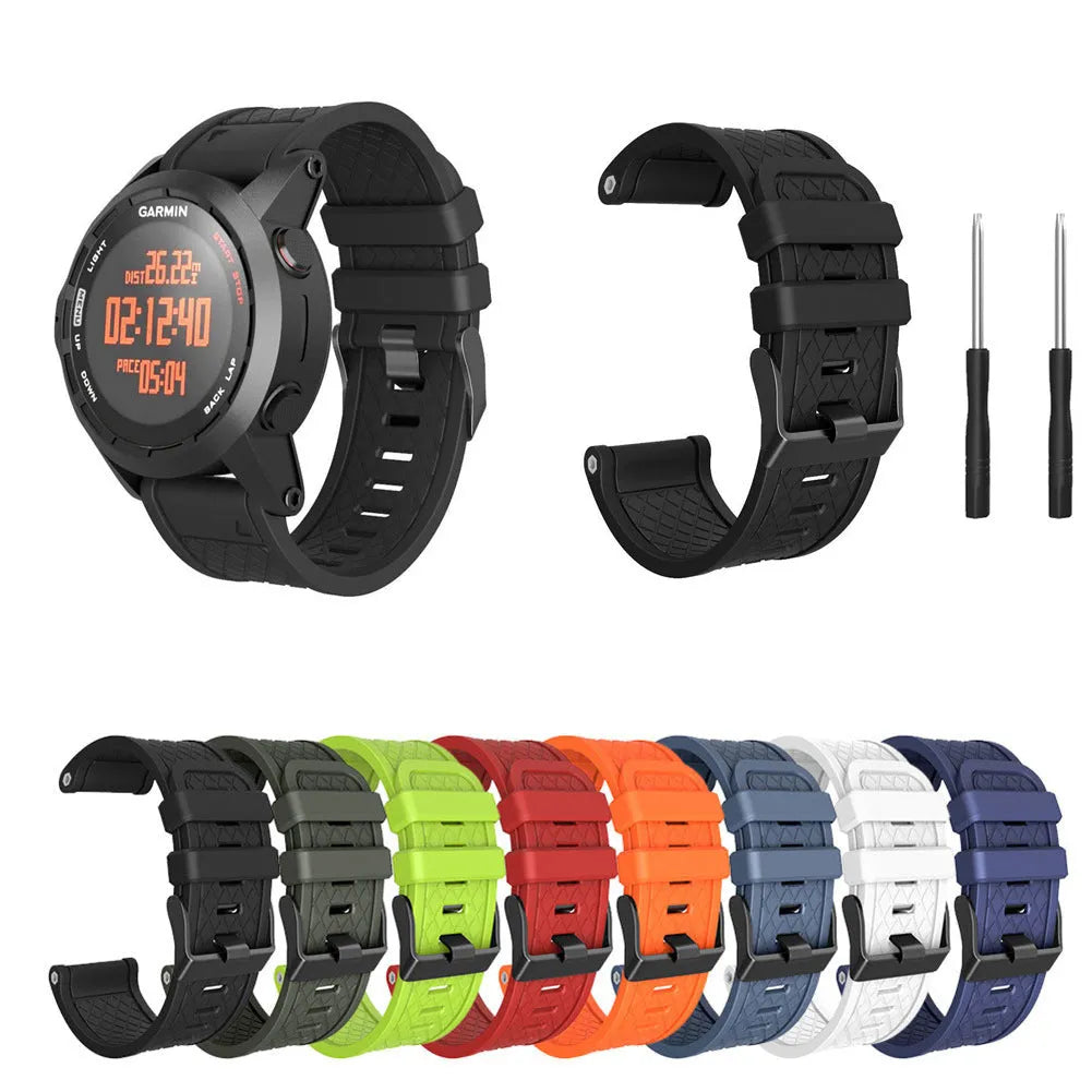 Black silicone watch strap with stainless steel buckle for Jiaming 26mm watches