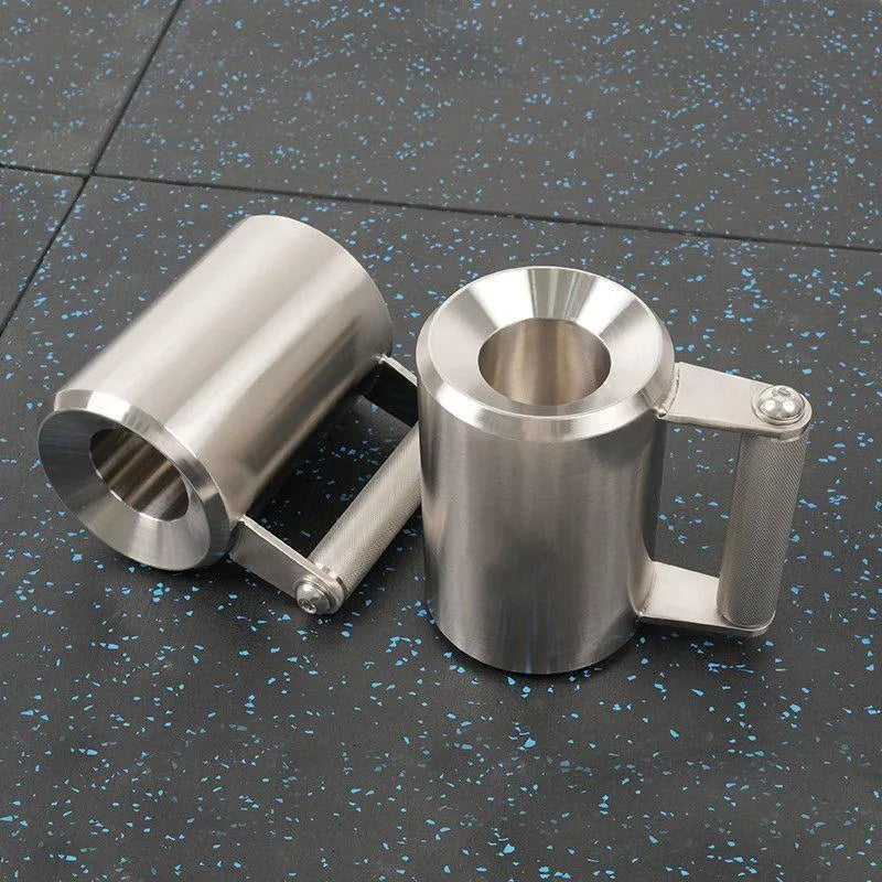 Single 8kg stainless steel dumbbell cup weight plate, silver colour, for barbell and dumbbell training.