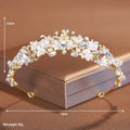 Alloy pearl crown headdress for women with electroplated gold finish and European styling