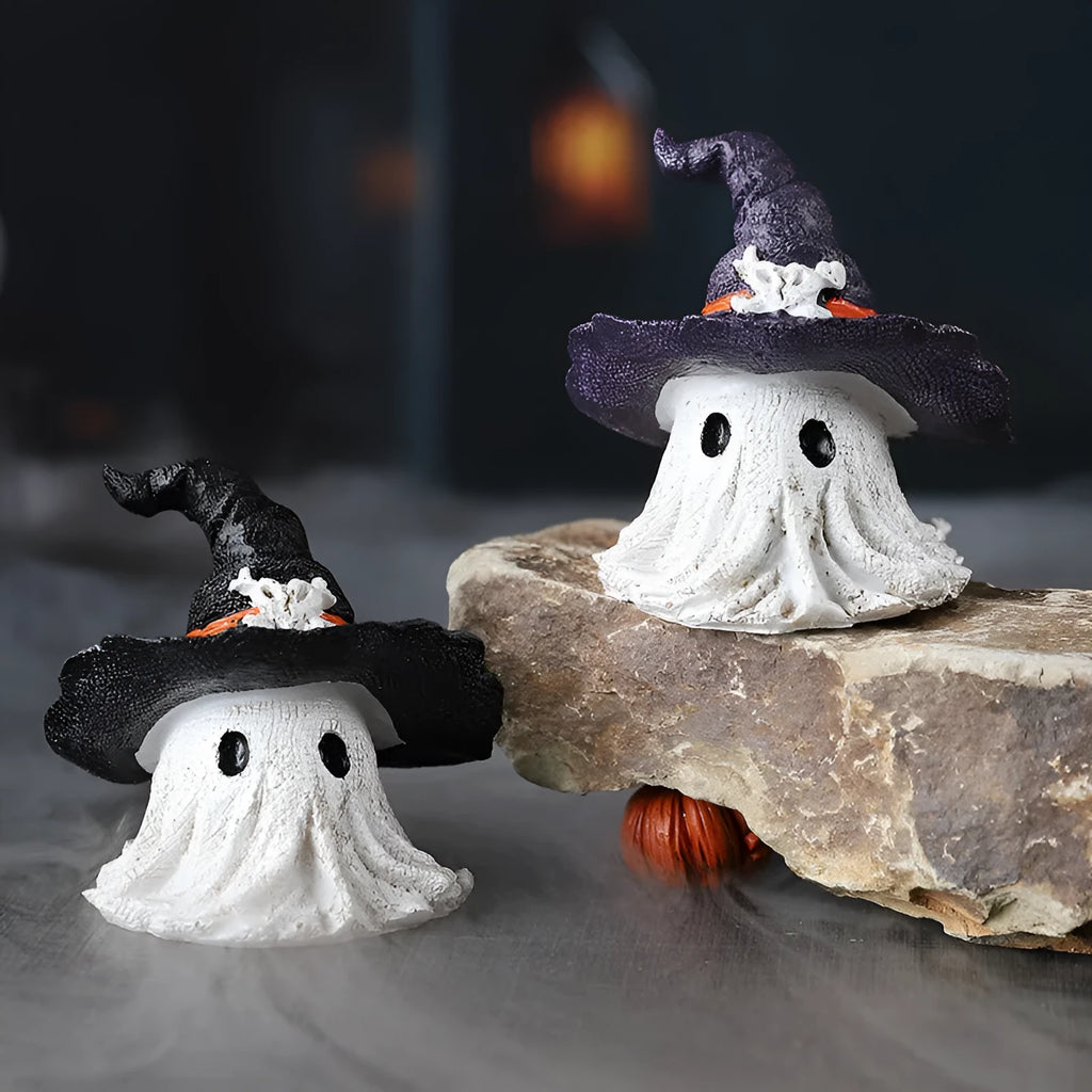 Kids' black and purple resin wizard hat ornaments for Halloween and festive decorations