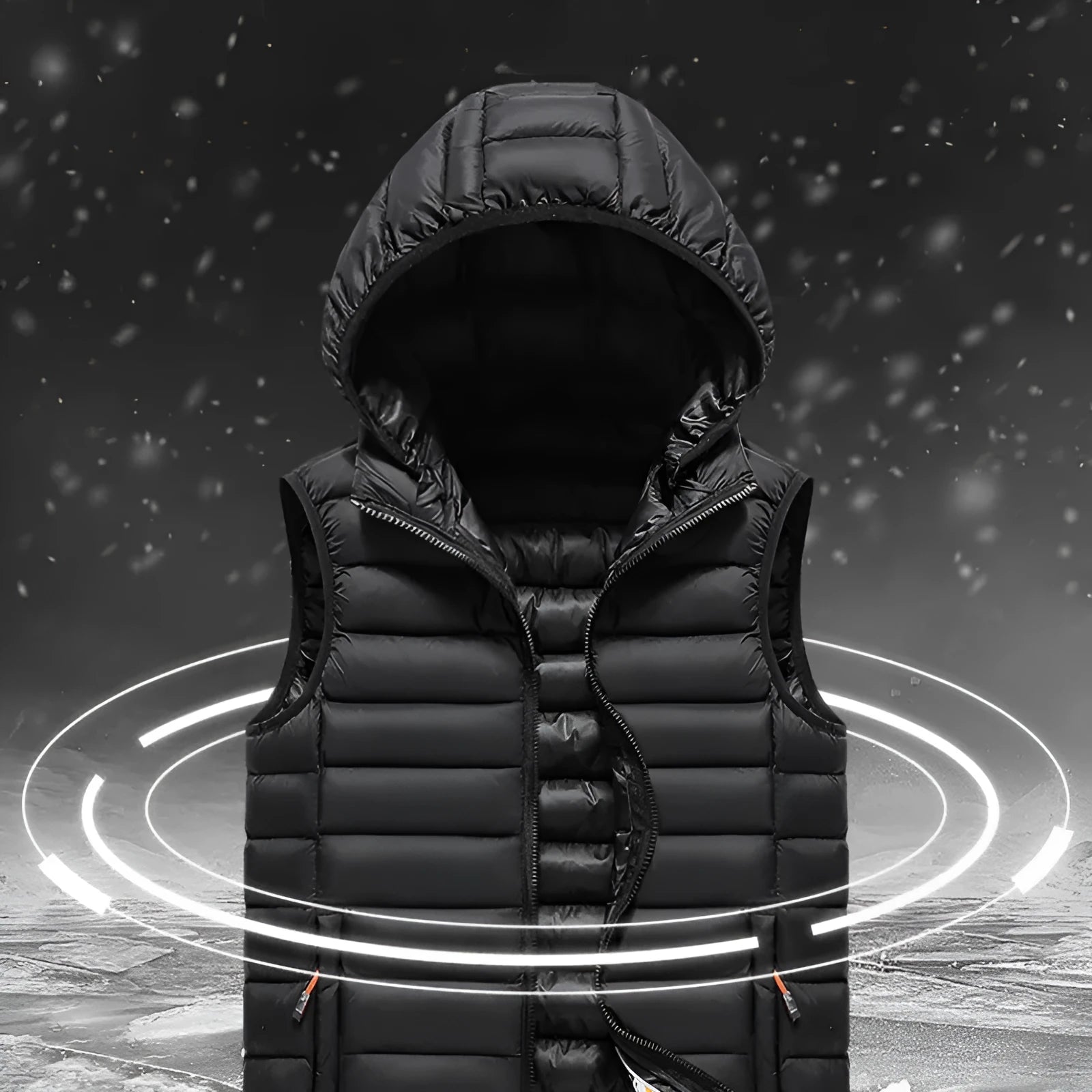 Men's Korean slim fit vest in black, thick cotton lined, casual style, front view