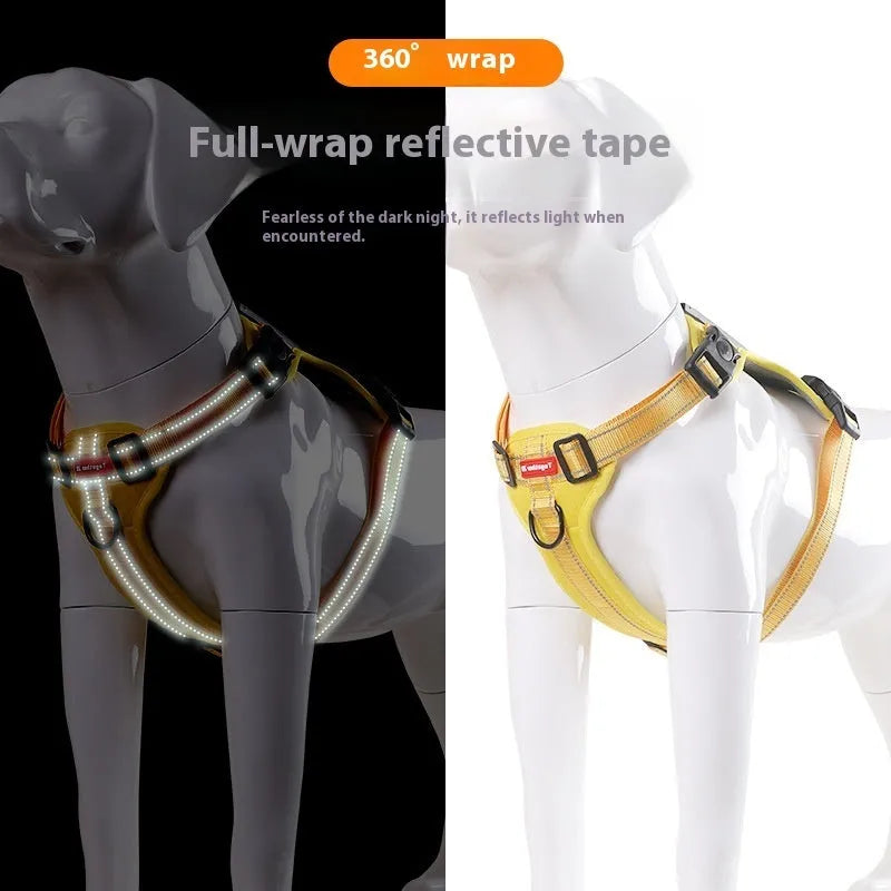 Polyester dog chest harness traction rope in multiple colours for sizes XS to XL